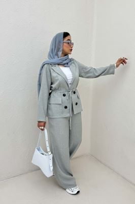 ست کت و شلوار یقه انگلیسی کریستال 