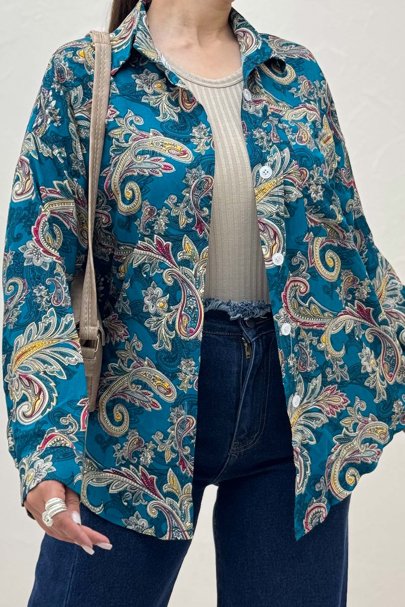 شومیز نخی طرح بته جقه