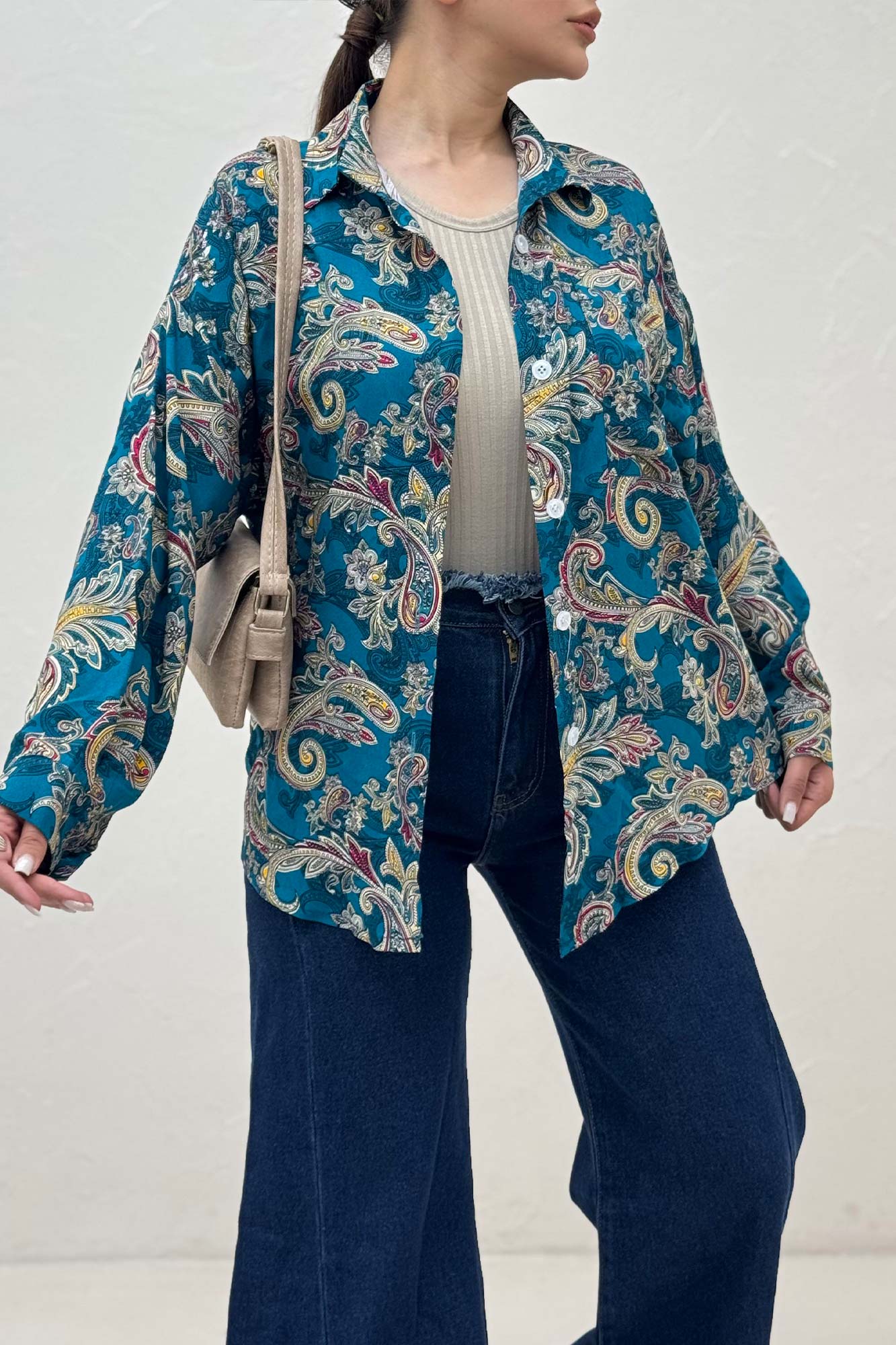 شومیز نخی طرح بته جقه