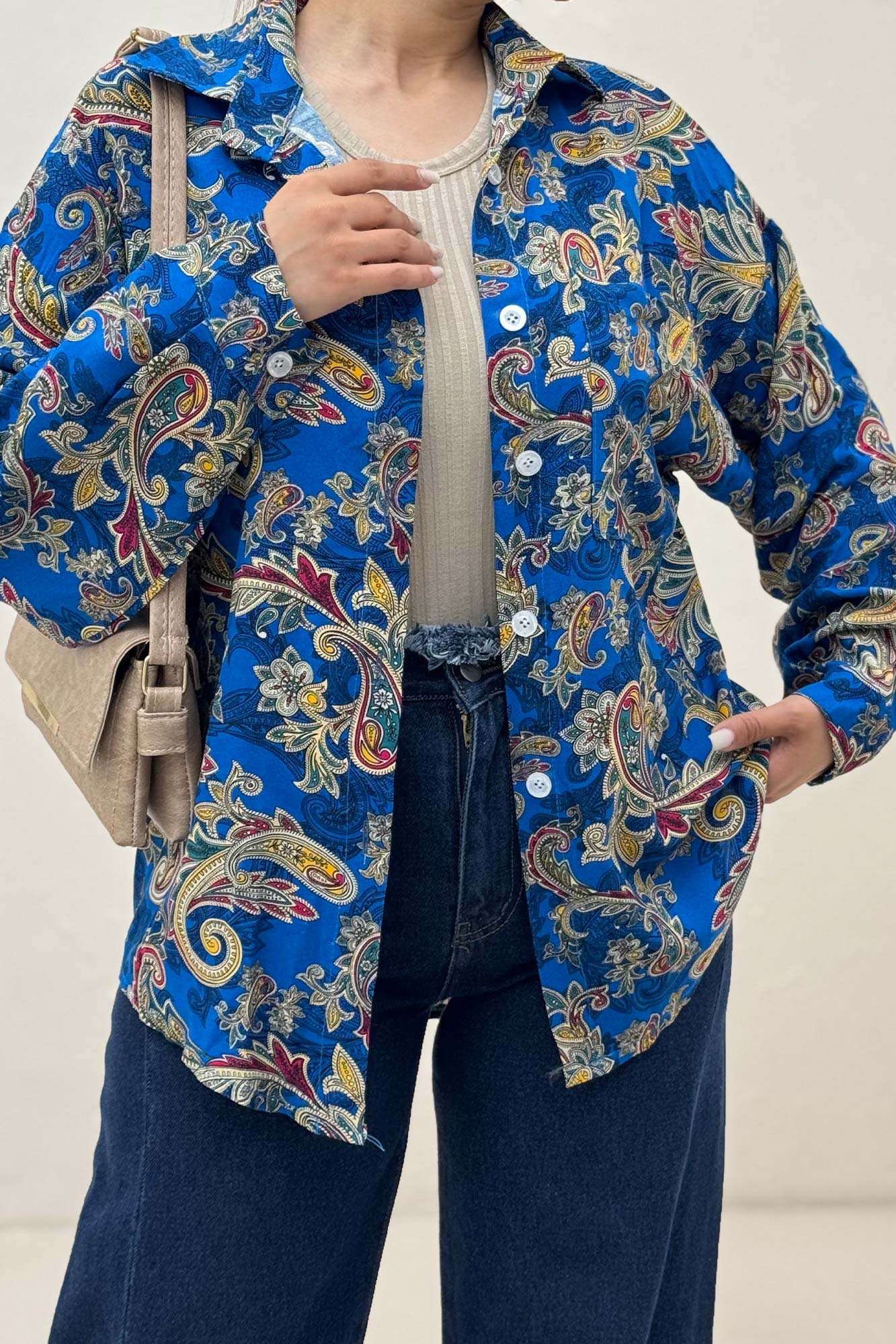 شومیز نخی طرح بته جقه