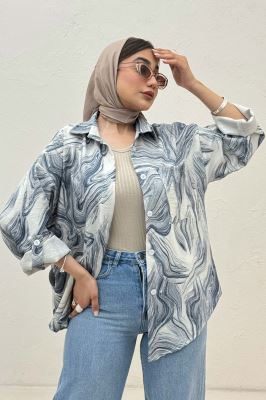 شومیز پرینتی طرح موجی