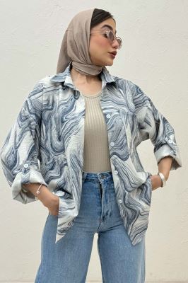 شومیز پرینتی طرح موجی