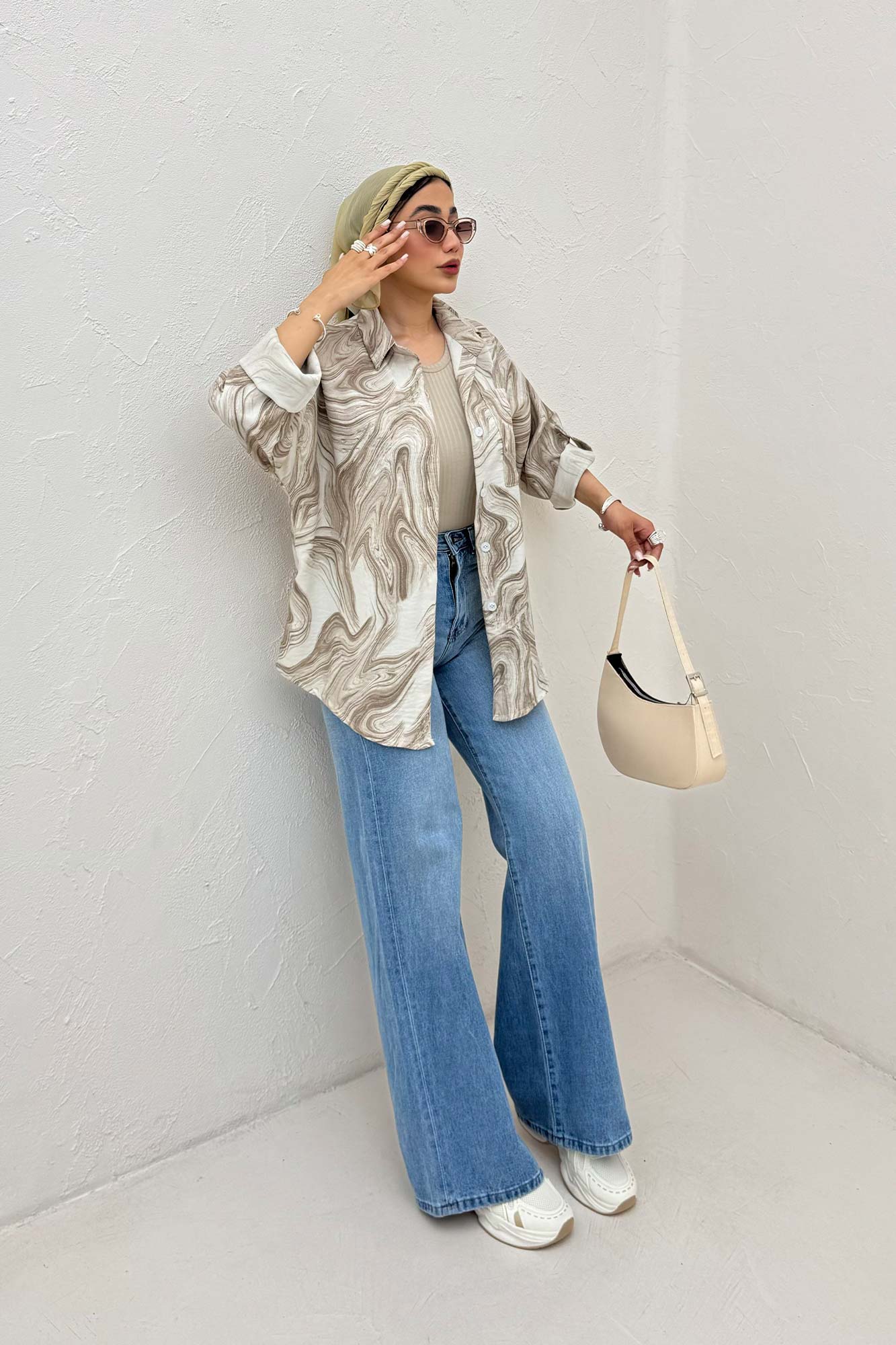 شومیز پرینتی طرح موجی