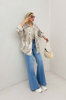 شومیز پرینتی طرح موجی