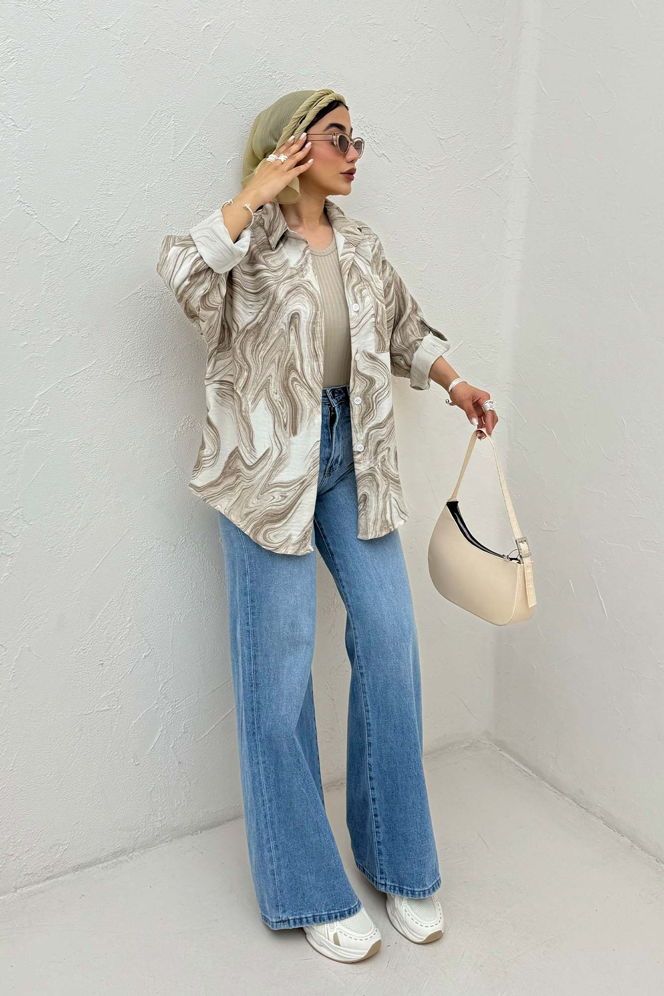 شومیز پرینتی طرح موجی