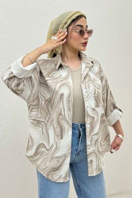 شومیز پرینتی طرح موجی