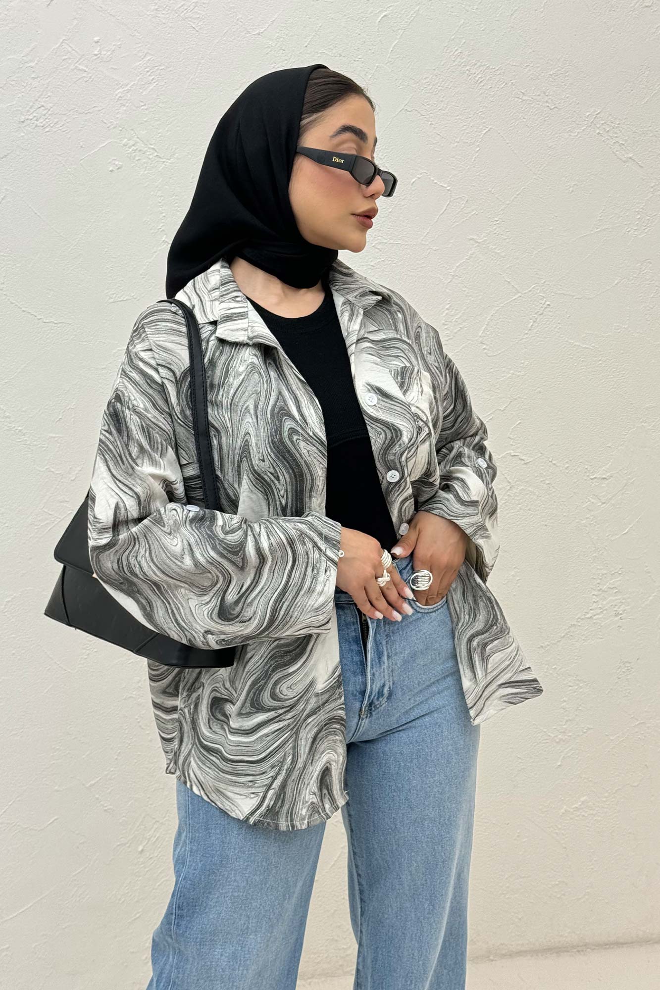 شومیز پرینتی طرح موجی