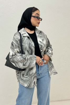 شومیز پرینتی طرح موجی