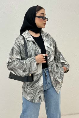 شومیز پرینتی طرح موجی