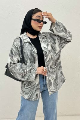 شومیز پرینتی طرح موجی