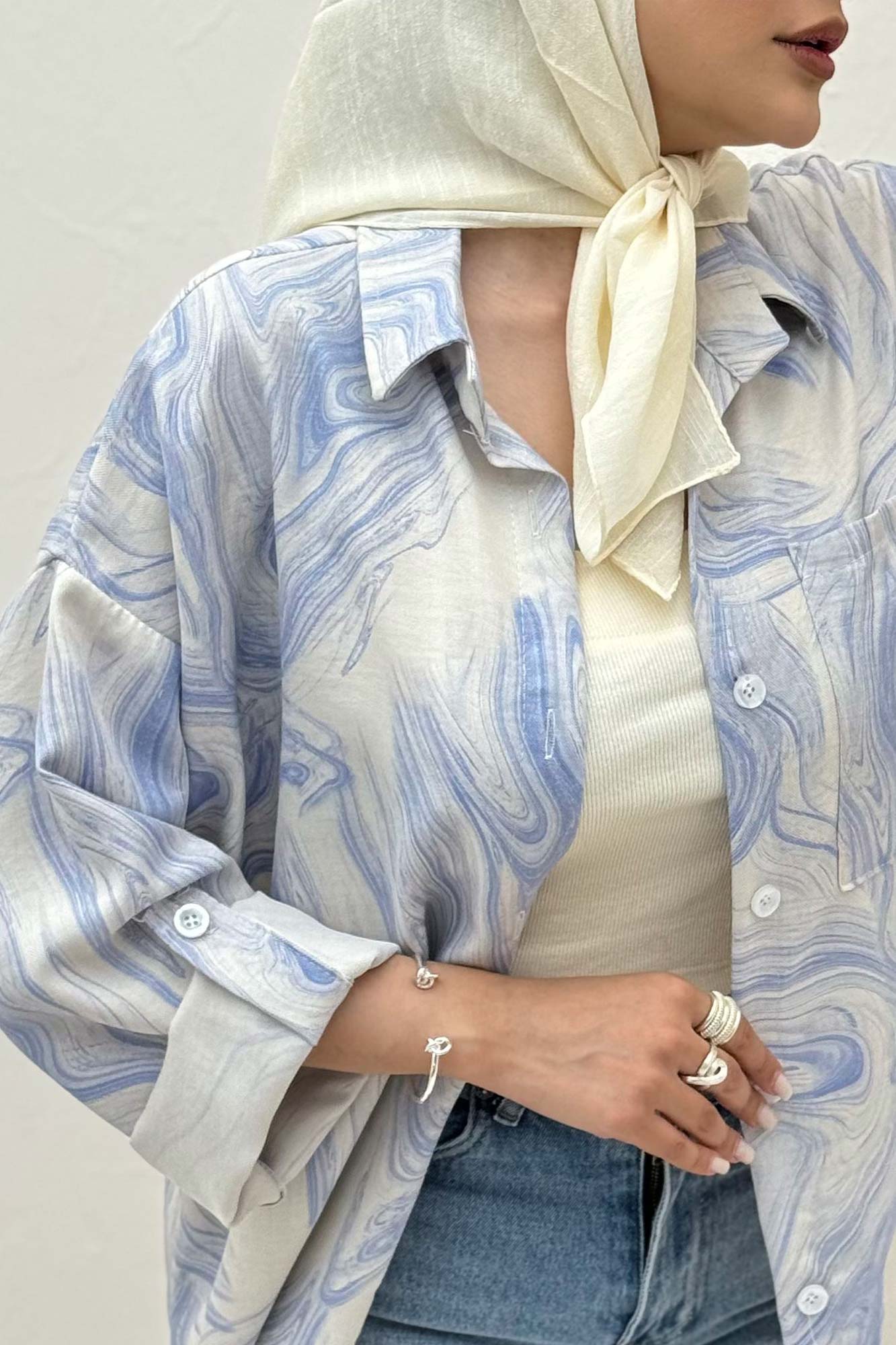 شومیز پرینتی طرح موجی