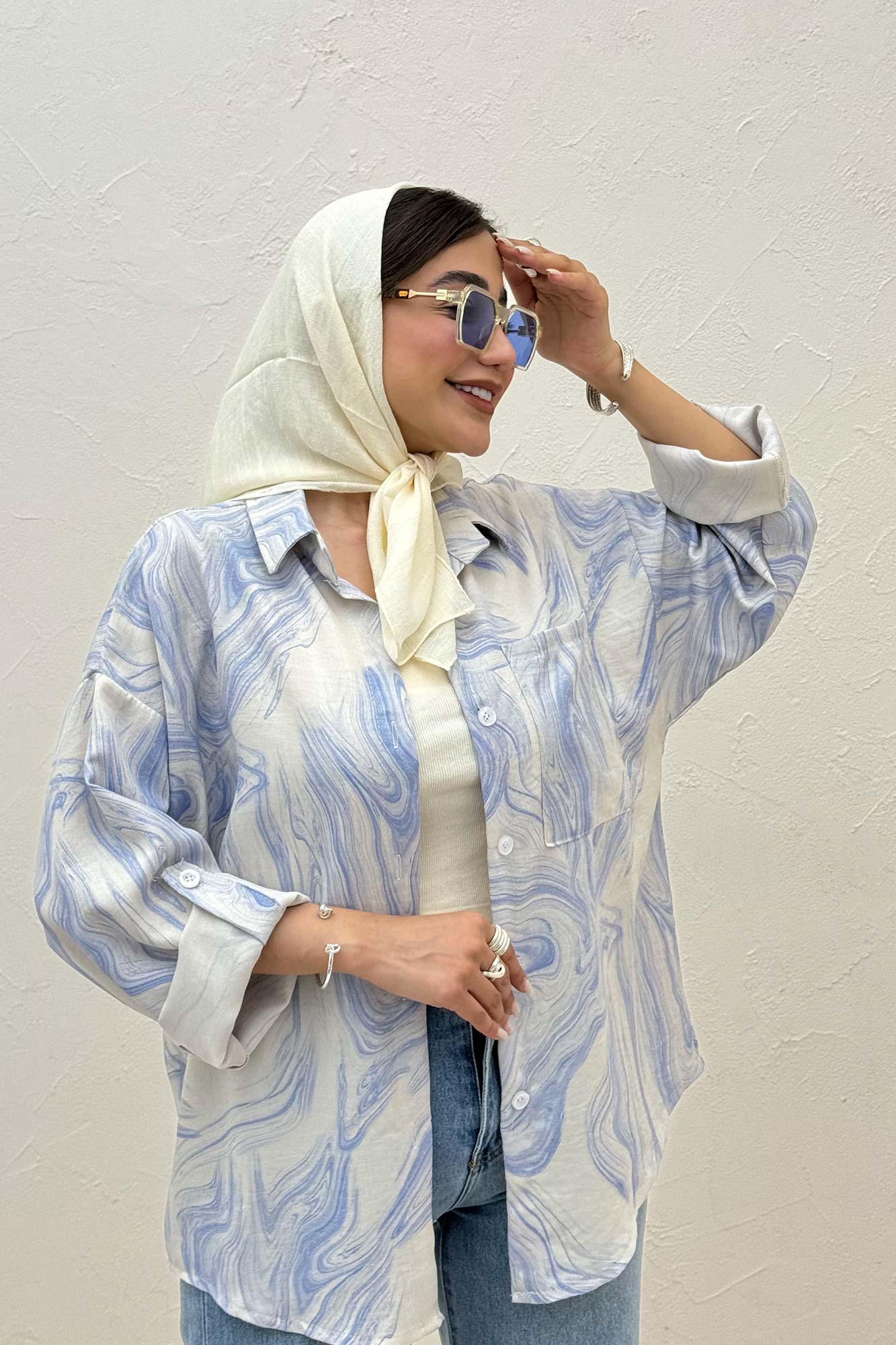 شومیز پرینتی طرح موجی