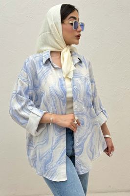 شومیز پرینتی طرح موجی