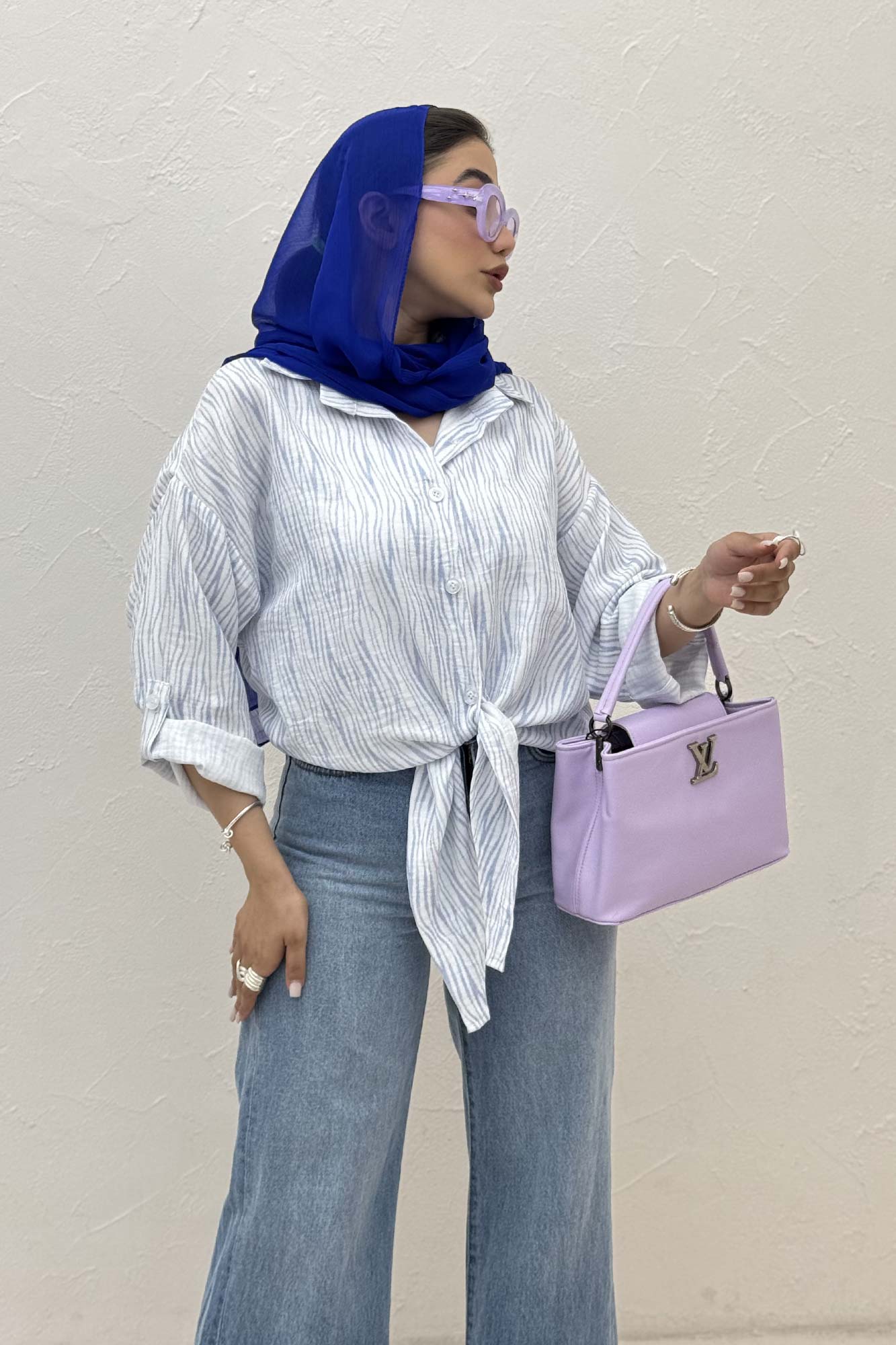 شومیز سوفیا طرح زبرا پایین گره