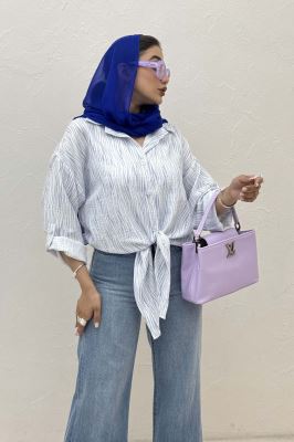 شومیز سوفیا طرح زبرا پایین گره