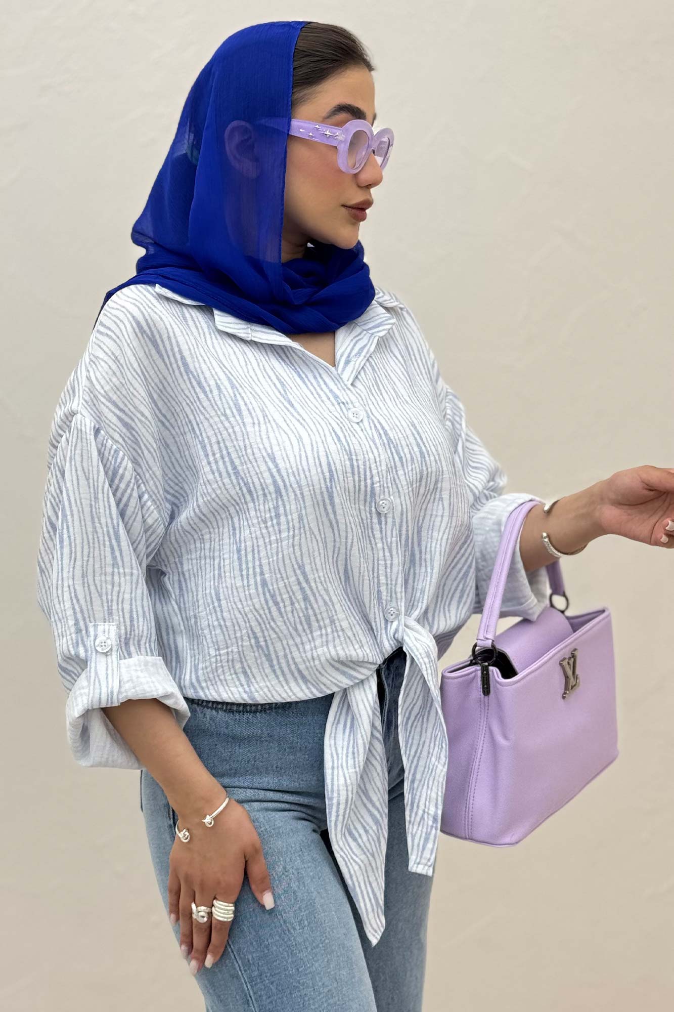 شومیز سوفیا طرح زبرا پایین گره