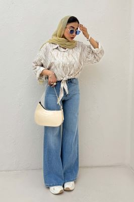 شومیز سوفیا طرح زبرا پایین گره