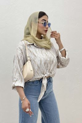 شومیز سوفیا طرح زبرا پایین گره