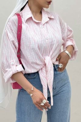 شومیز سوفیا طرح زبرا پایین گره