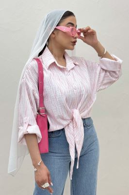 شومیز سوفیا طرح زبرا پایین گره