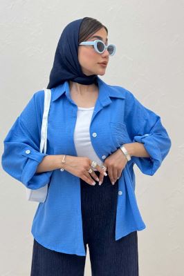 شومیز مانتویی لینن زارا پاگن دار