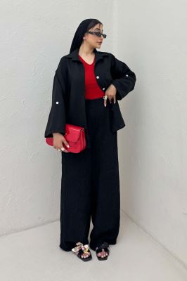 شومیز مانتویی لینن زارا پاگن دار