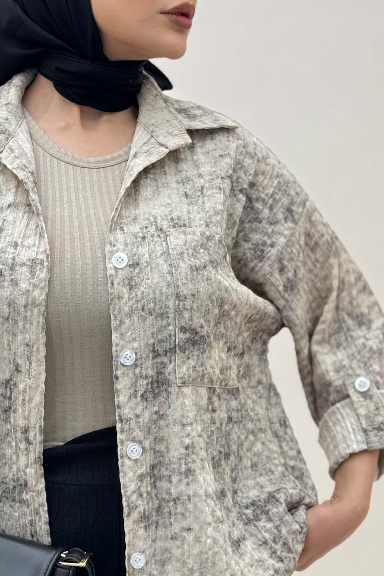 شومیز آلما راه راه تک جیب