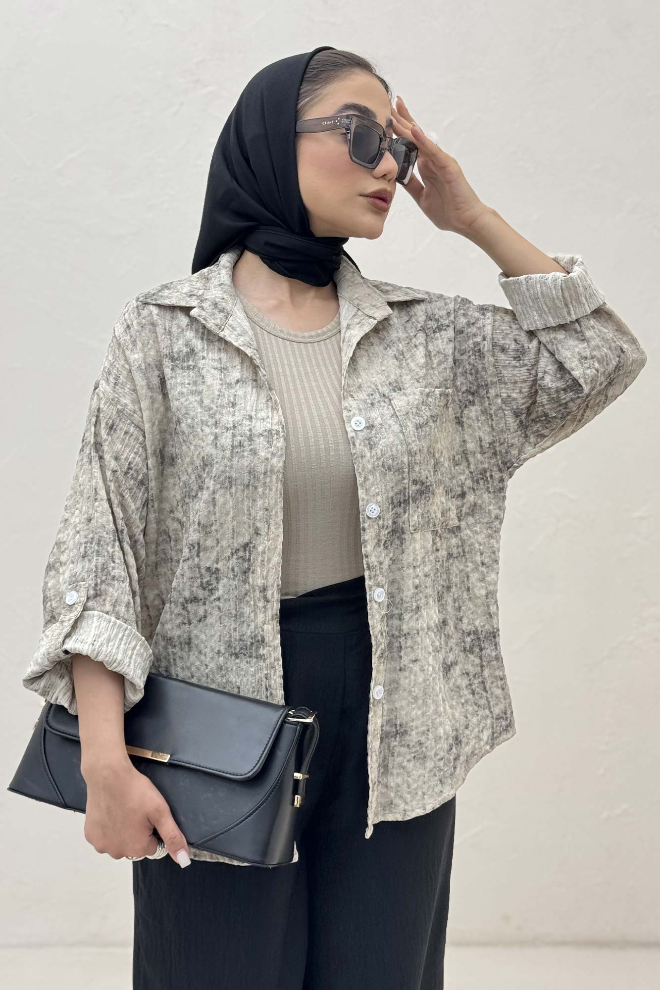 شومیز آلما راه راه تک جیب