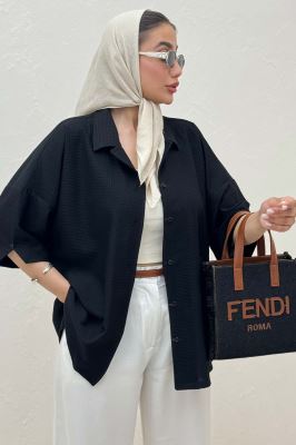 شومیز آستین کوتاه لینن کنفی