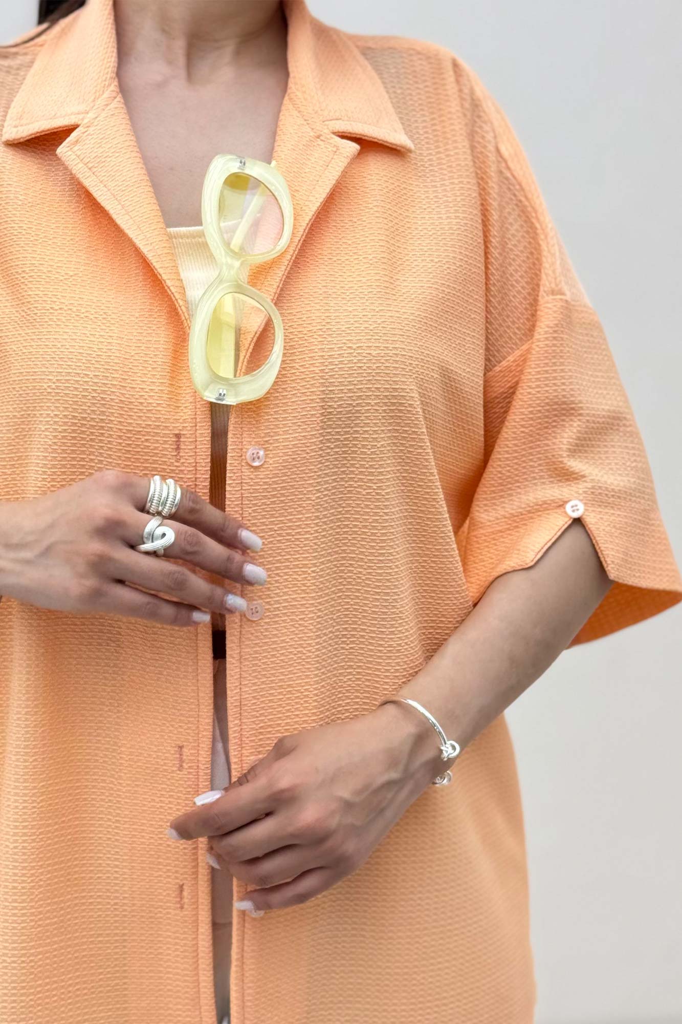 شومیز آستین کوتاه لینن کنفی