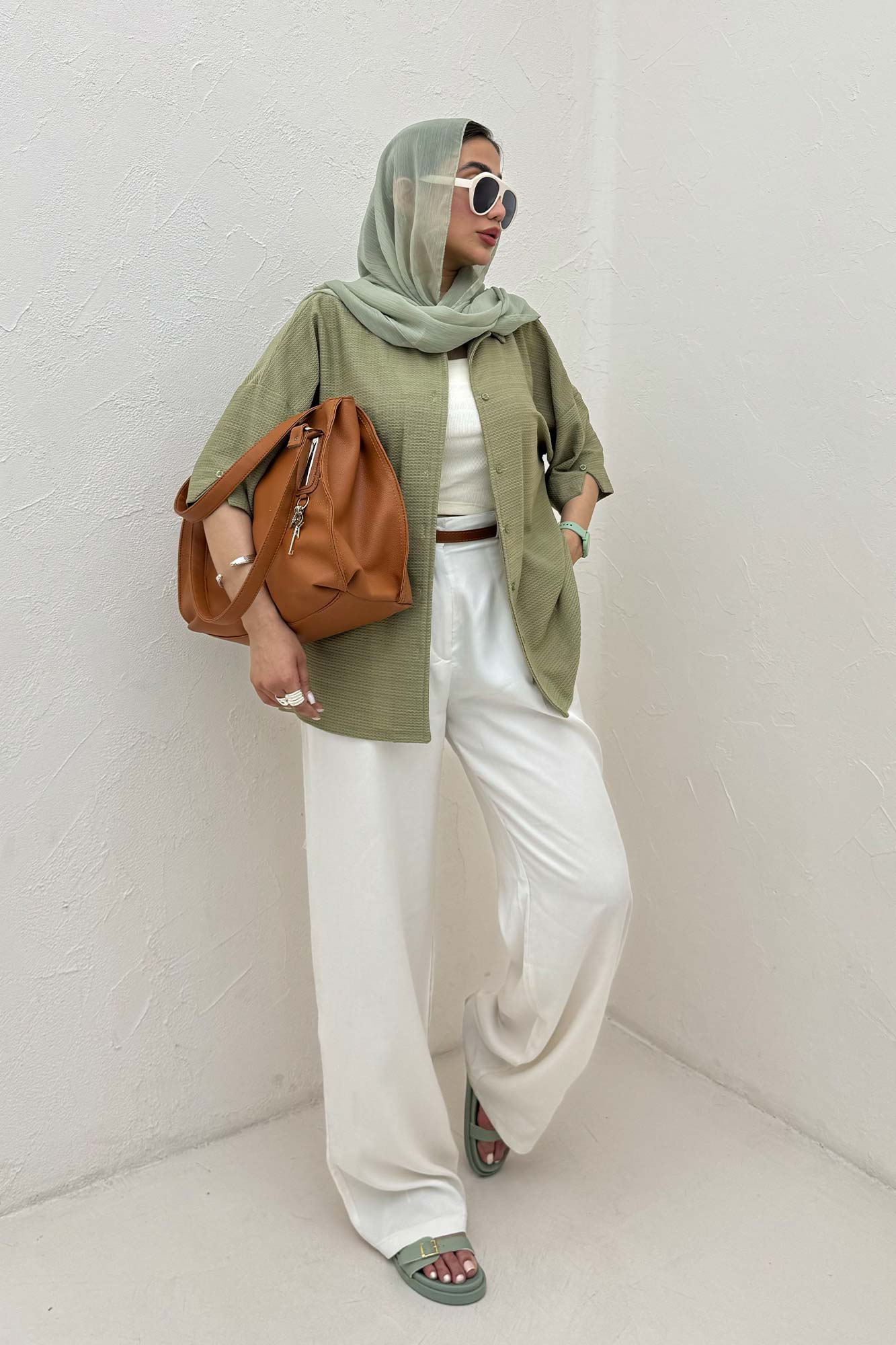 شومیز آستین کوتاه لینن کنفی