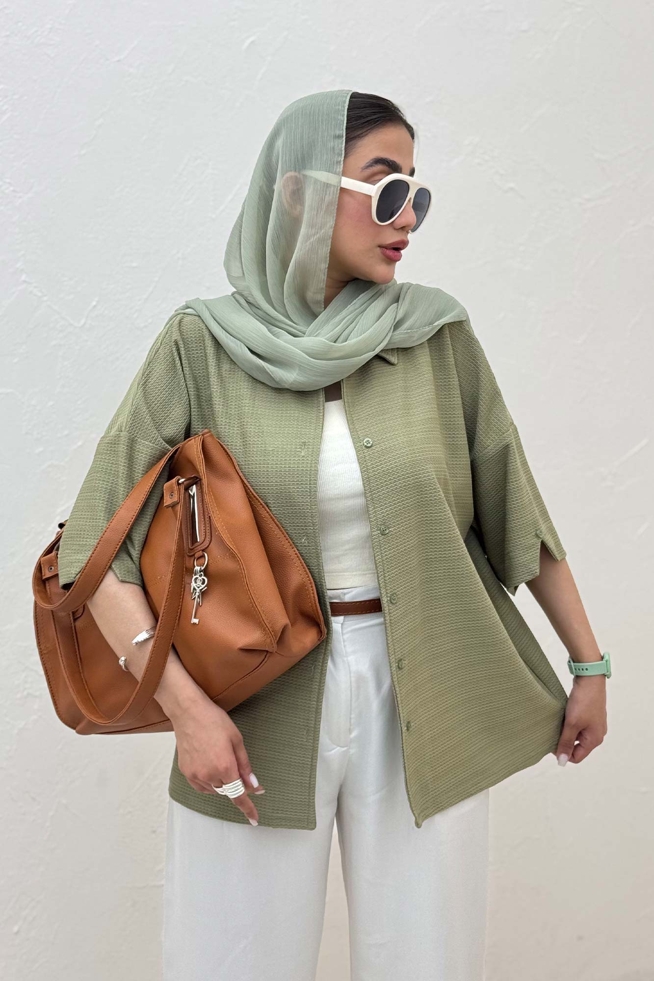 شومیز آستین کوتاه لینن کنفی