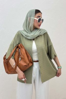 شومیز آستین کوتاه لینن کنفی