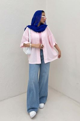 شومیز آستین کوتاه لینن کنفی