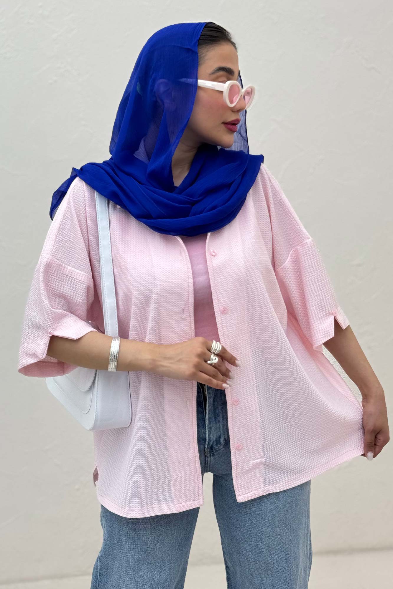 شومیز آستین کوتاه لینن کنفی