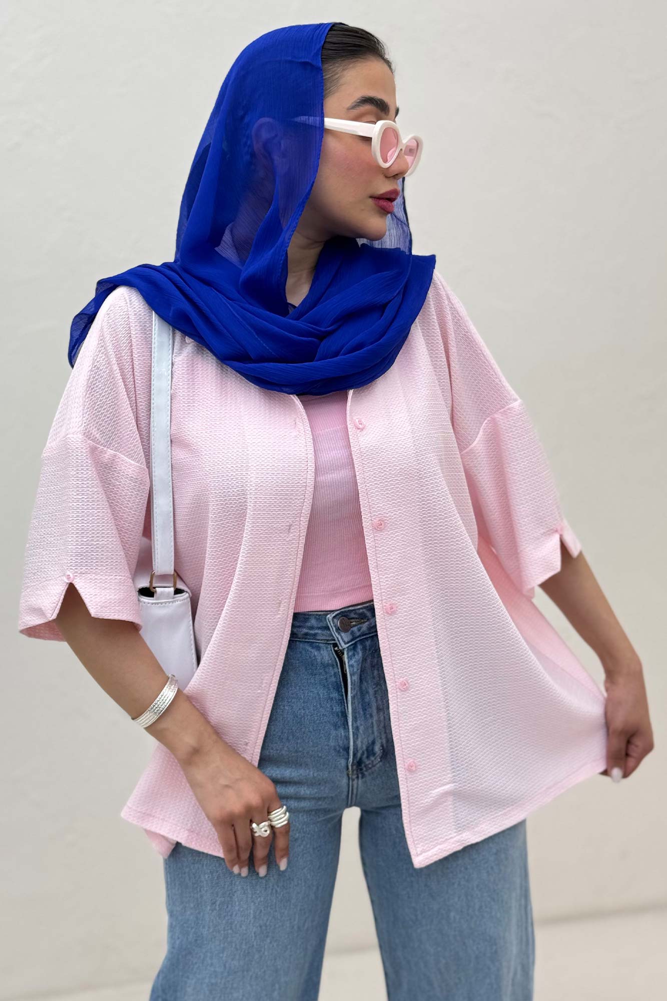 شومیز آستین کوتاه لینن کنفی