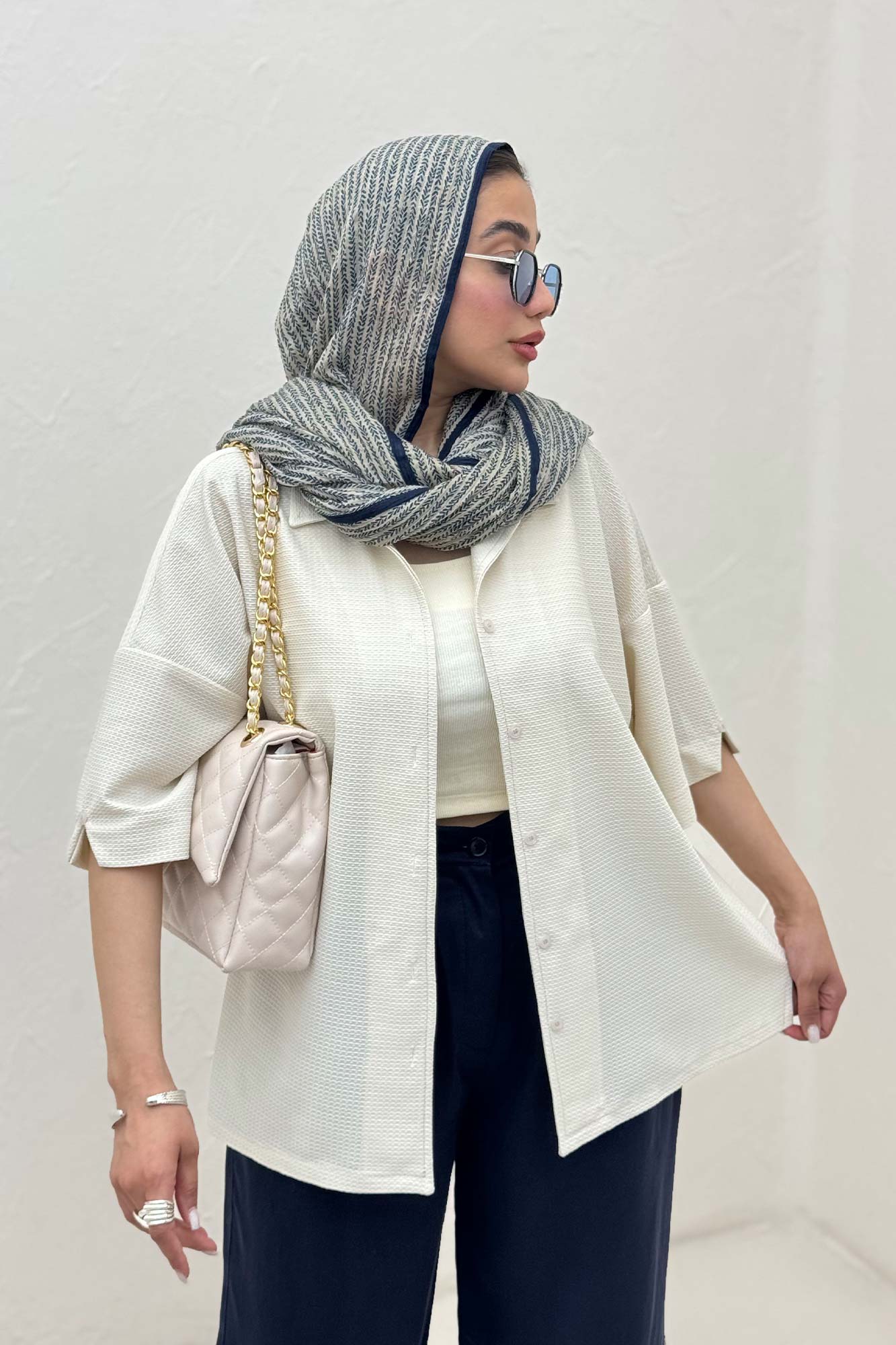 شومیز آستین کوتاه لینن کنفی