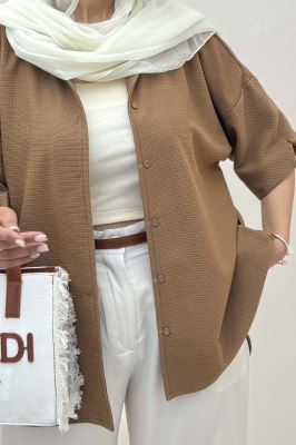 شومیز آستین کوتاه لینن کنفی