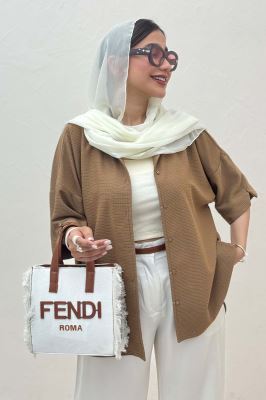 شومیز آستین کوتاه لینن کنفی