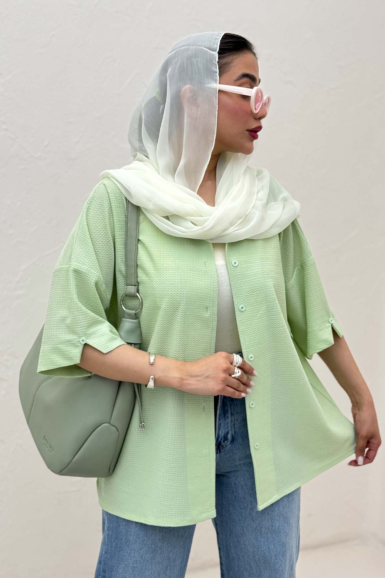 شومیز آستین کوتاه لینن کنفی