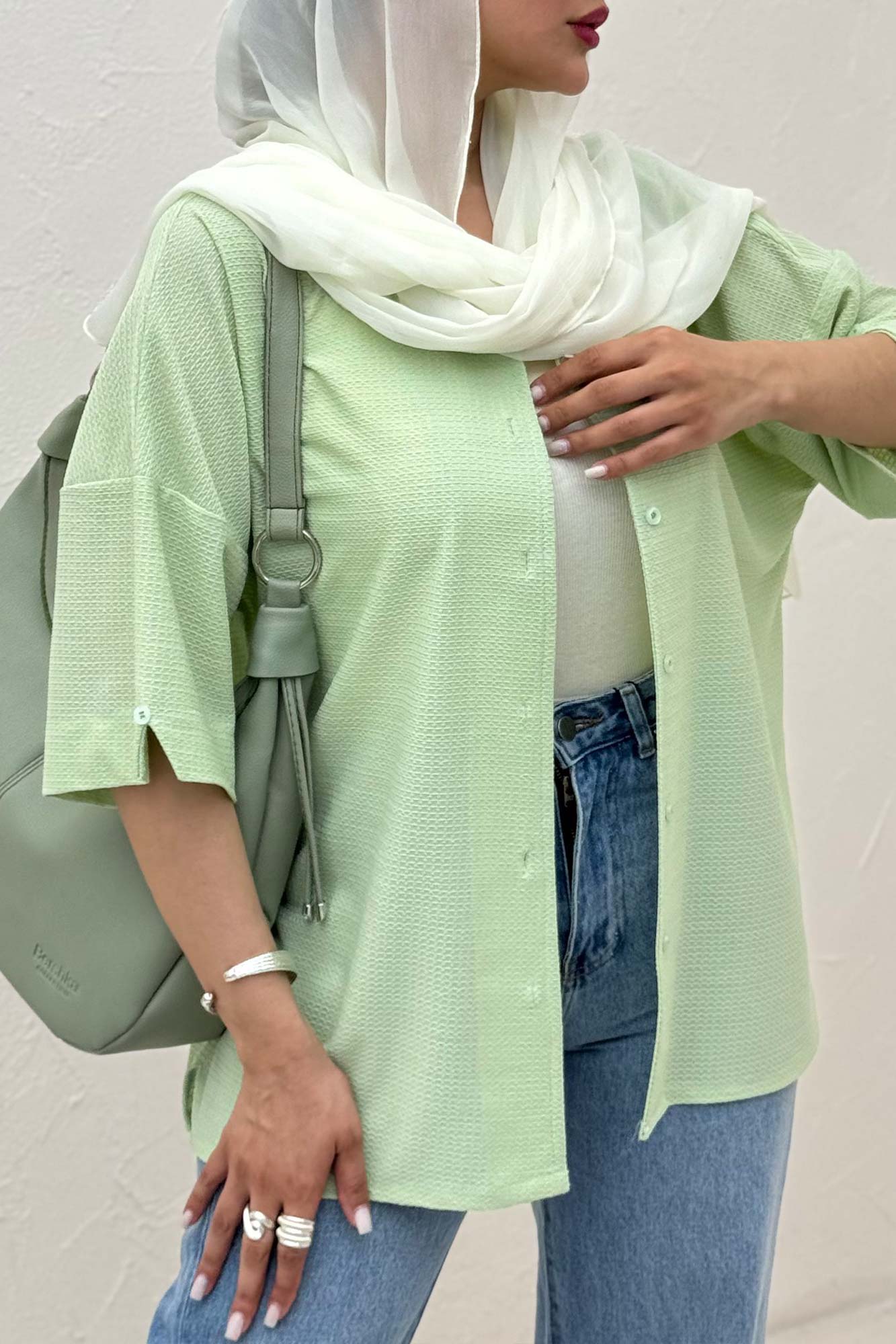 شومیز آستین کوتاه لینن کنفی