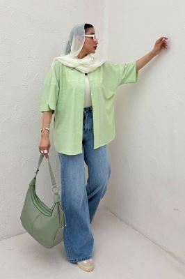 شومیز آستین کوتاه لینن کنفی