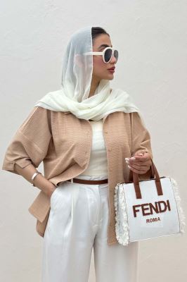 شومیز آستین کوتاه لینن کنفی