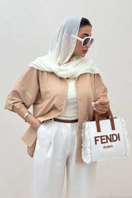 شومیز آستین کوتاه لینن کنفی