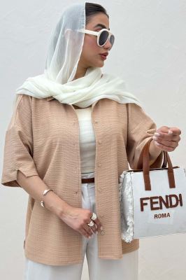 شومیز آستین کوتاه لینن کنفی