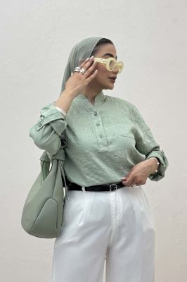 بلوز یقه بلیطی parry راه راه تک جیب