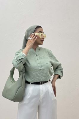 بلوز یقه بلیطی parry راه راه تک جیب