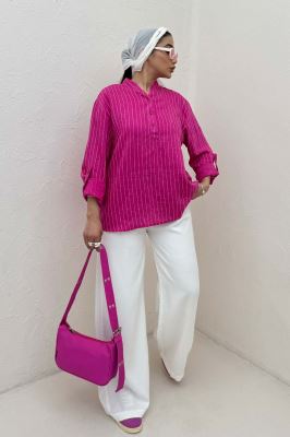 بلوز یقه بلیطی parry راه راه تک جیب