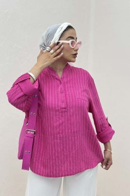 بلوز یقه بلیطی parry راه راه تک جیب