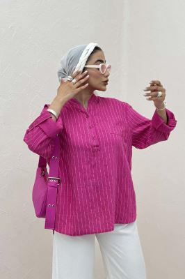 بلوز یقه بلیطی parry راه راه تک جیب